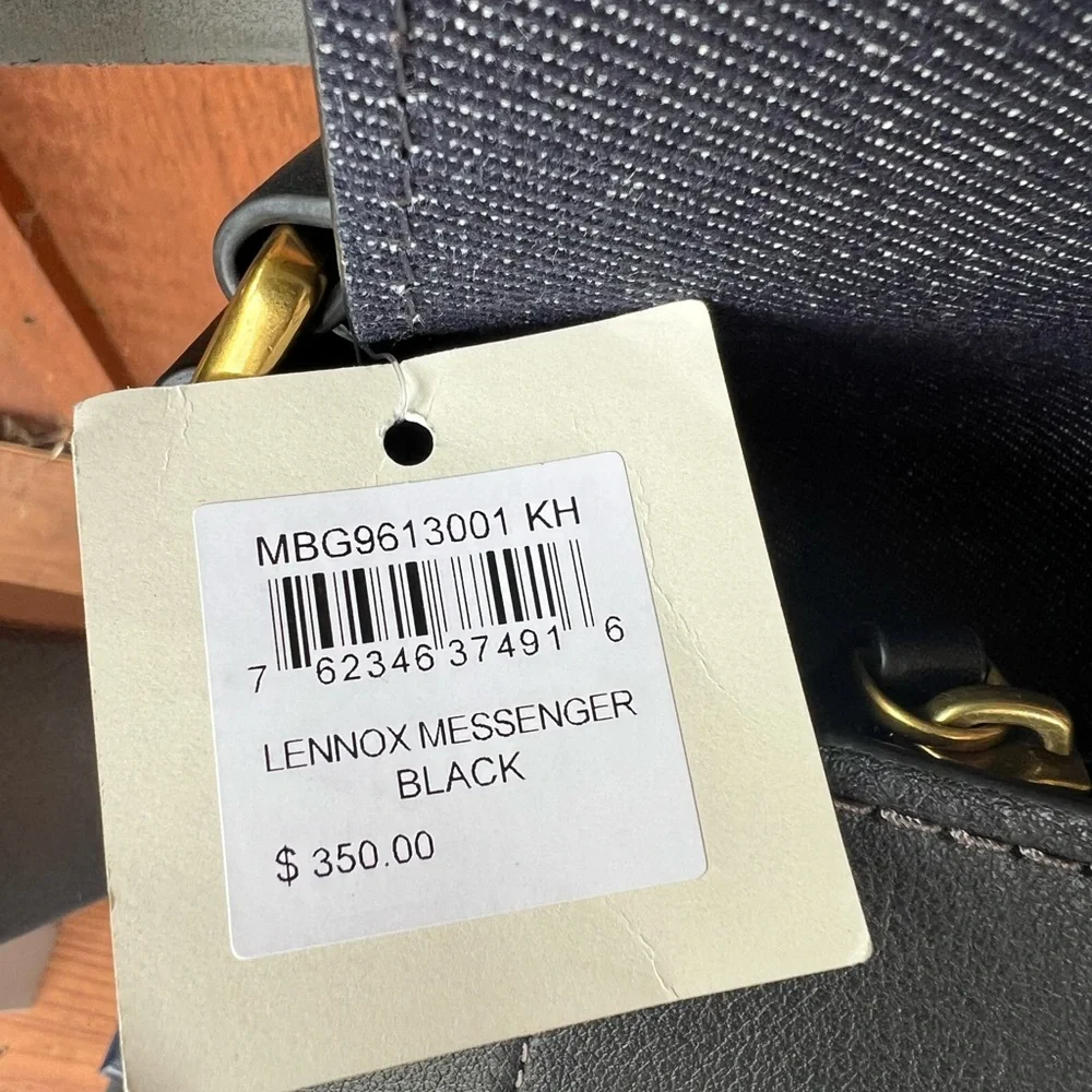 Fossil Lennox Black Leather Messenger Laptop Bag NWT